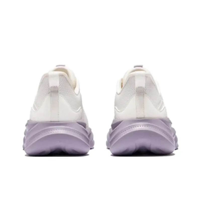 Erke Cushioning Slip Resistant Low Top Casual Running Shoes Women's White Purple-3