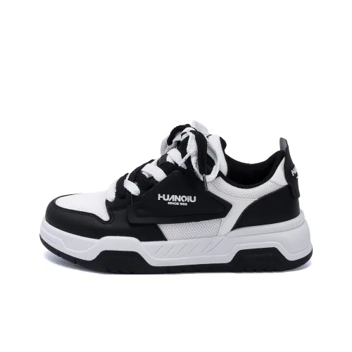 HUANQIU Lightweight Breathable Height Increasing Low Top Skateboard Shoes Men's White Black