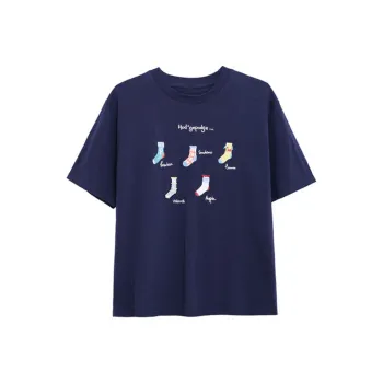 Ning Cai Yuer Regular T Shirt Women's Navy Blue