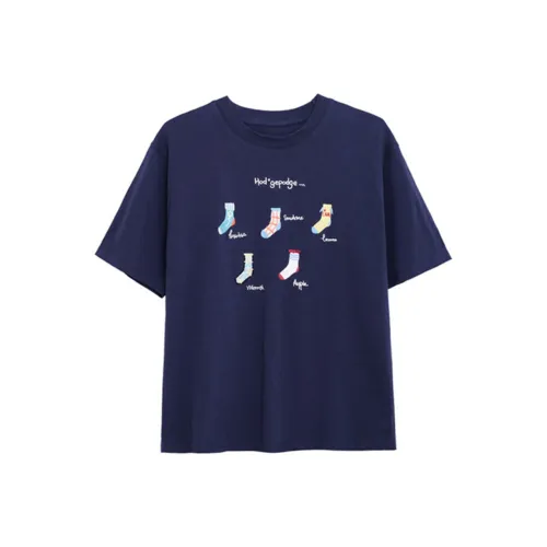 Ning Cai Yuer Regular T Shirt Women's Navy Blue
