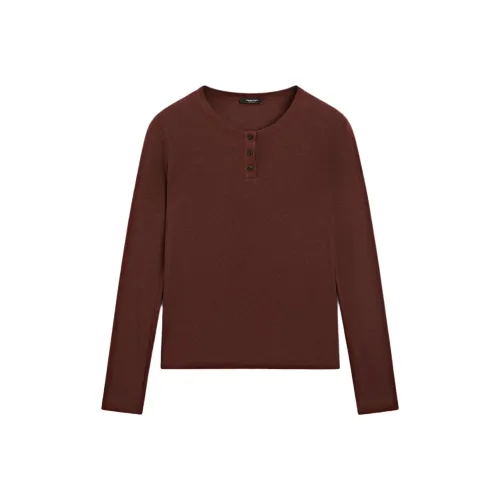 Massimo Dutti T Shirt Women's Bordeaux Burgundy