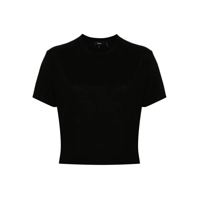 THEORY Cropped Knitted T Shirt-0