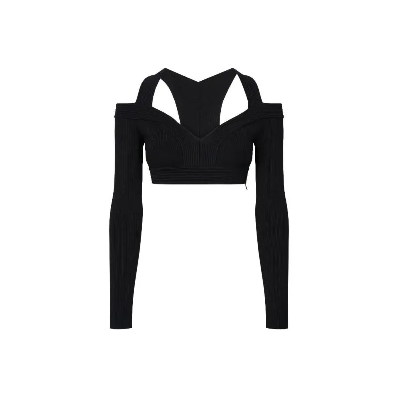 Alexander McQueen Cut-Out Detailed Cropped Top-0