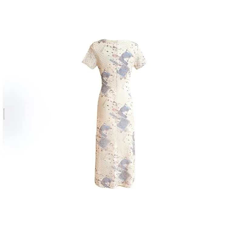 XIAOJUCHUANLI Short Sleeved Dress Women's Light Yellow-1
