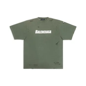 Balenciaga Drop Shoulder Sleeve T Shirt Unisex Green