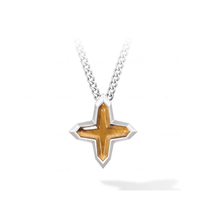 AWNL Natural Tiger's Eye Stone Necklaces Men's-0