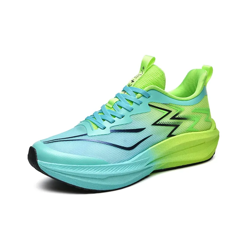 Kuding Running Shoes Unisex Low Top Electric Blue/Grass Green/Flint Red-8