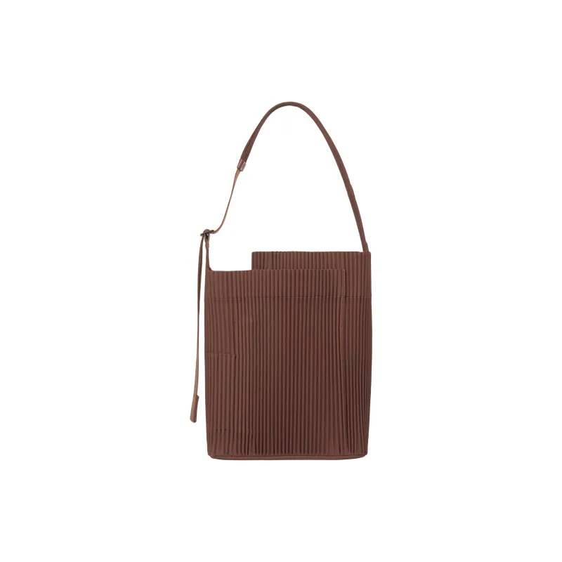 Homme Plissé Issey Miyake Polyester Bucket Bag, Shoulder Bag Tubas Women's Chocolate Brown-2