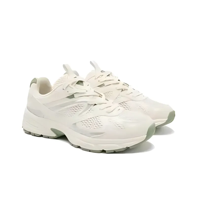 QIAODAN Slip Resistant Rebound Low Top Casual Shoes Women's White Green-3