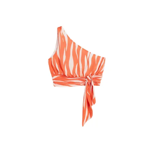 H&M Tank Tops Women's Orange/Zebra estampill