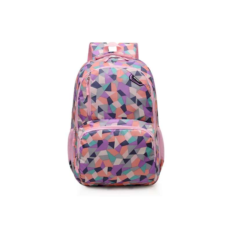 OURFUN Nylon Fabric Backpack Unisex Red/Purple/Blue Pink-1