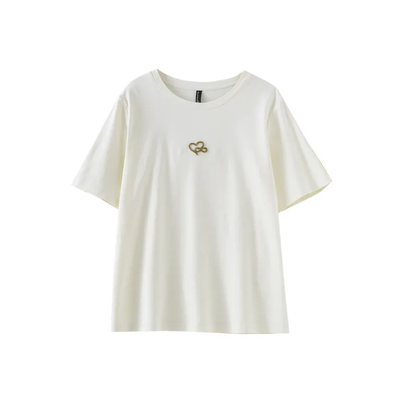 OUNIXUE T Shirt Women's Beige Apricot-0