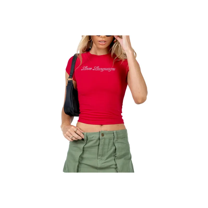 PRINCESS POLLY T-Shirt Women's Red/Red-0