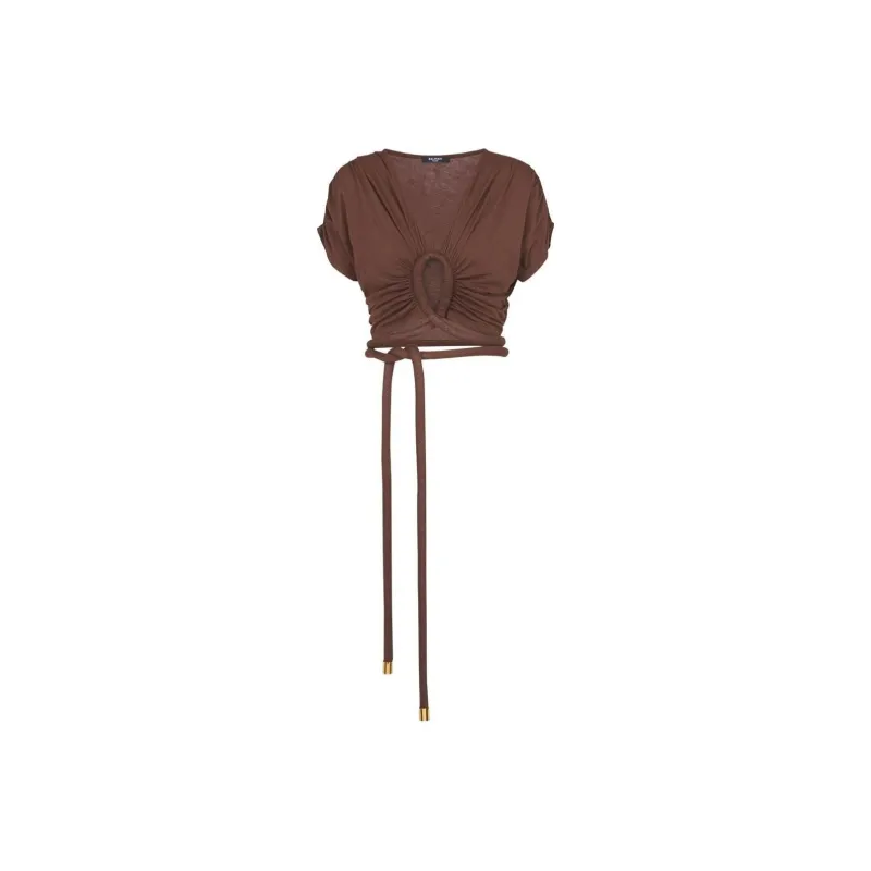 BALMAIN Crop Tops Women's Chocolate-0