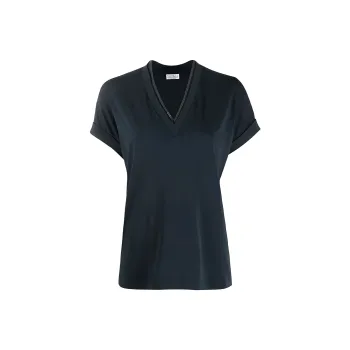 Brunello Cucinelli Embellished V Neck T Shirt