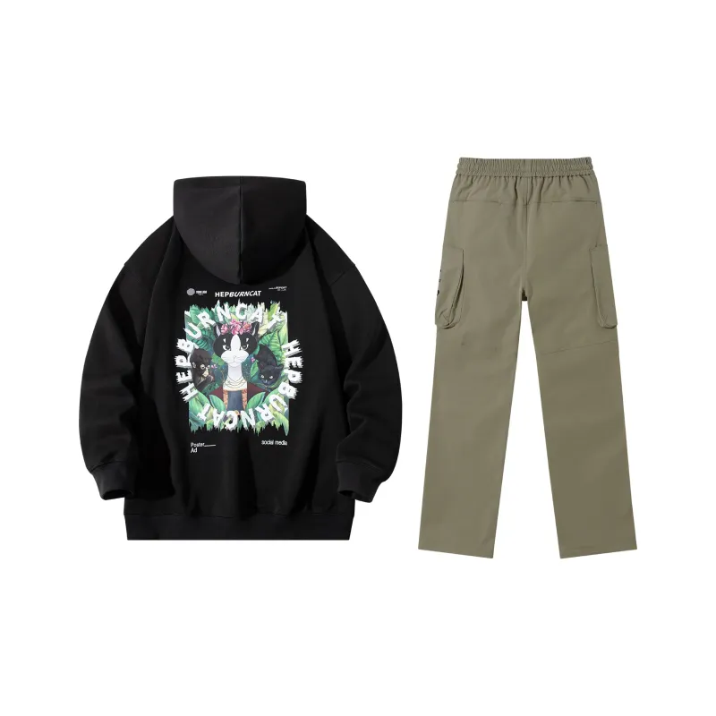 Hepburn Cat Sweatshirt Sets Unisex-14