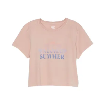 Victoria's Secret PINK HERITAGE COTTON CROPPED TEE/Aloha Summer T Shirt Women's Flesh