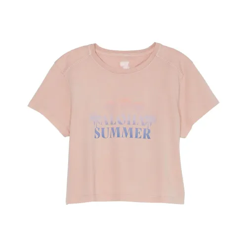 Victoria's Secret PINK HERITAGE COTTON CROPPED TEE/Aloha Summer T Shirt Women's Flesh