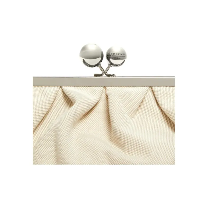 WEEKEND MaxMara Pasticcino Cotton One Shoulder Clutch Medium Size Women's Beige-2