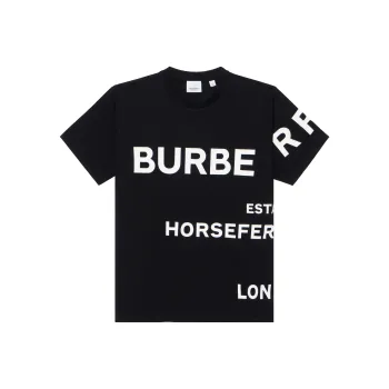 Burberry Women'ss Horseferry Print Cotton Oversized T Shirt Black/White