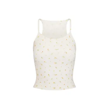 SKIMS SS24 Cotton Collection COTTON RIB CAMI Tank Top Women's MARIGOLD ROSEBUD PRINT/Chrysanthemum Rose Bud Print