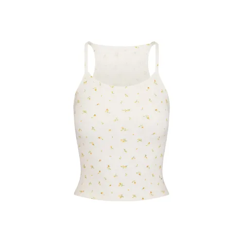 SKIMS SS24 Cotton Collection COTTON RIB CAMI Tank Top Women's MARIGOLD ROSEBUD PRINT/Chrysanthemum Rose Bud Print