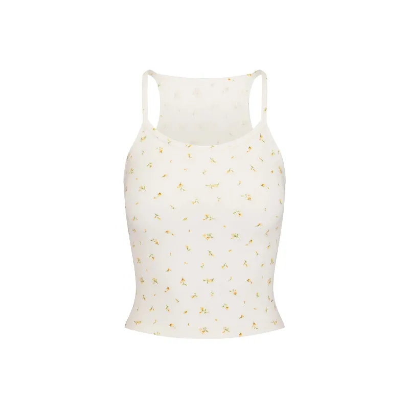 SKIMS SS24 Cotton Collection COTTON RIB CAMI Tank Top Women's MARIGOLD ROSEBUD PRINT/Chrysanthemum Rose Bud Print-0