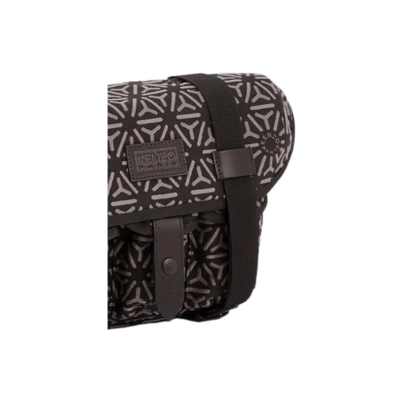 KENZO Jacquard Fabric Messenger Bag Shoulder Bag Crossbody Bag Small Size Men's Gray-3