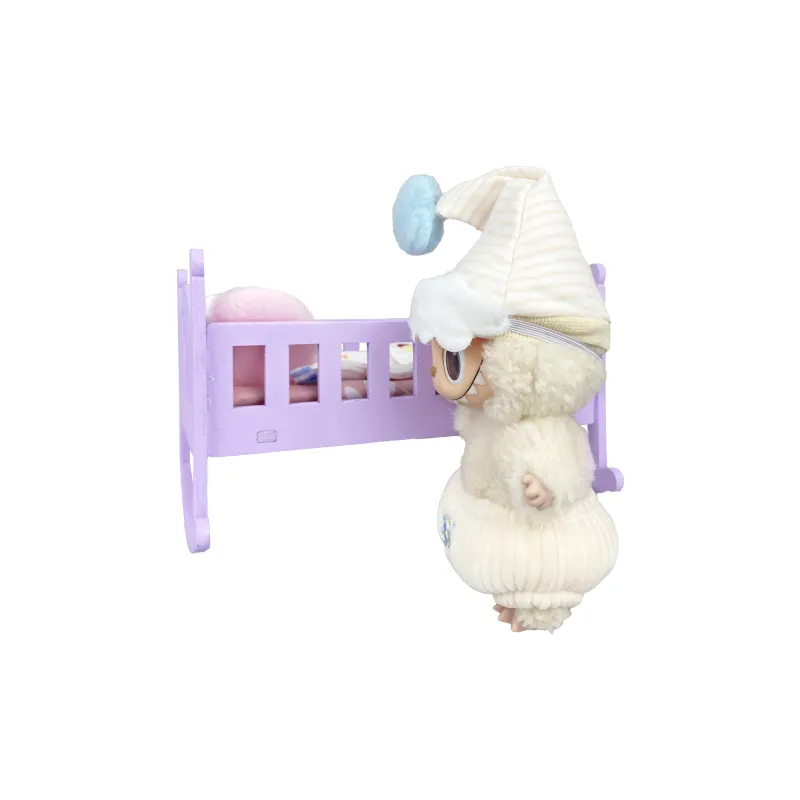 [Modified Doll] POP MART Labubu THEMONSTERS Heartbeat Macaron Collection Good Night's Bed, Cute Hang Tag Box 17cm-1