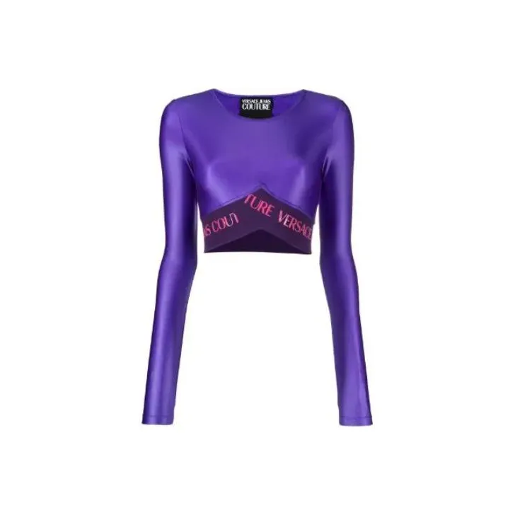 VERSACE JEANS COUTURE Crop Tops Women's Purple-0