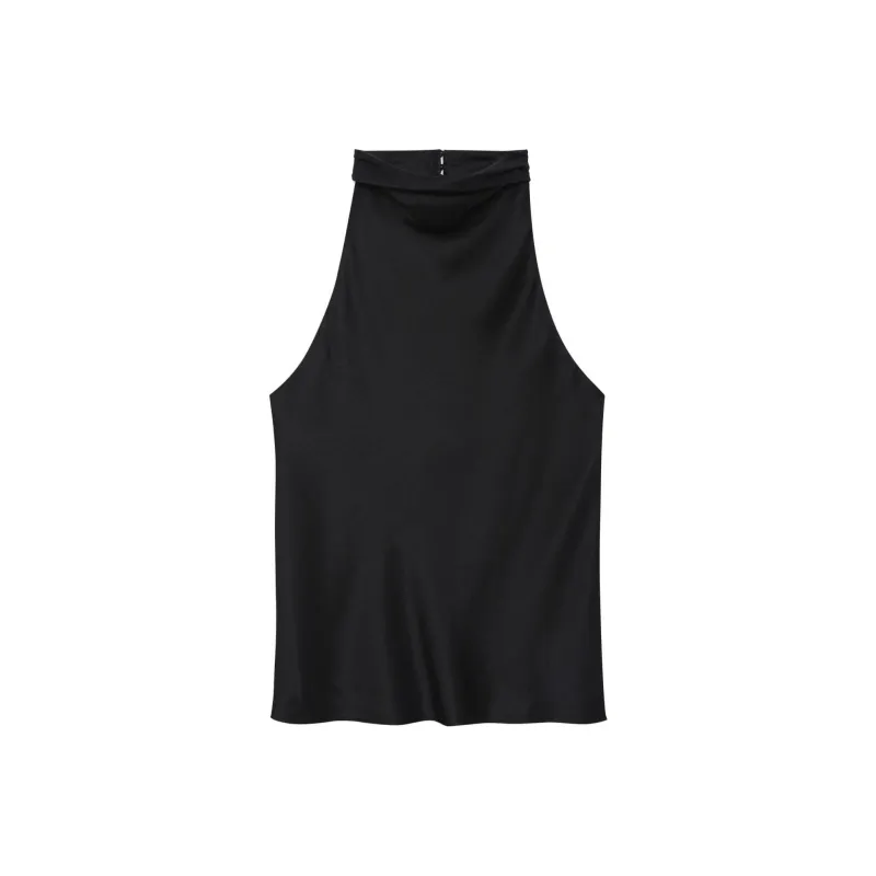 Anine Bing Eliana Halterneck Silk Top-0