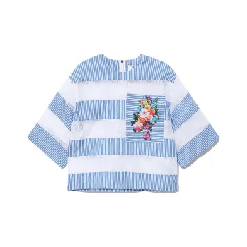 MSGM Drop Shoulder Sleeve T Shirt Women's Blue
