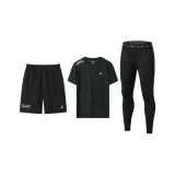 Black Short-Sleeved Shirt+Shorts+Pants