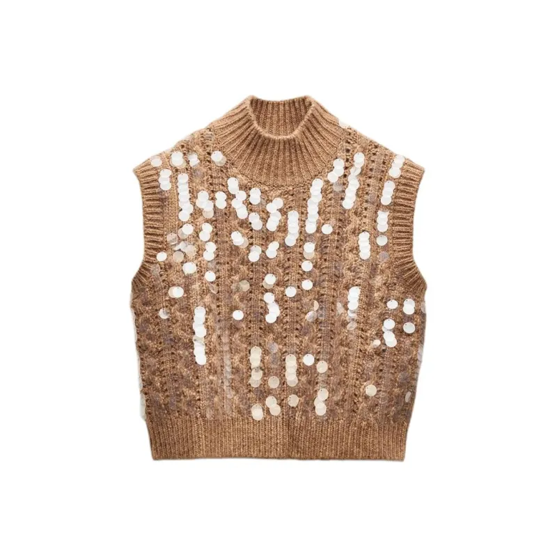 ZARA Tank Tops Women's Brown-0