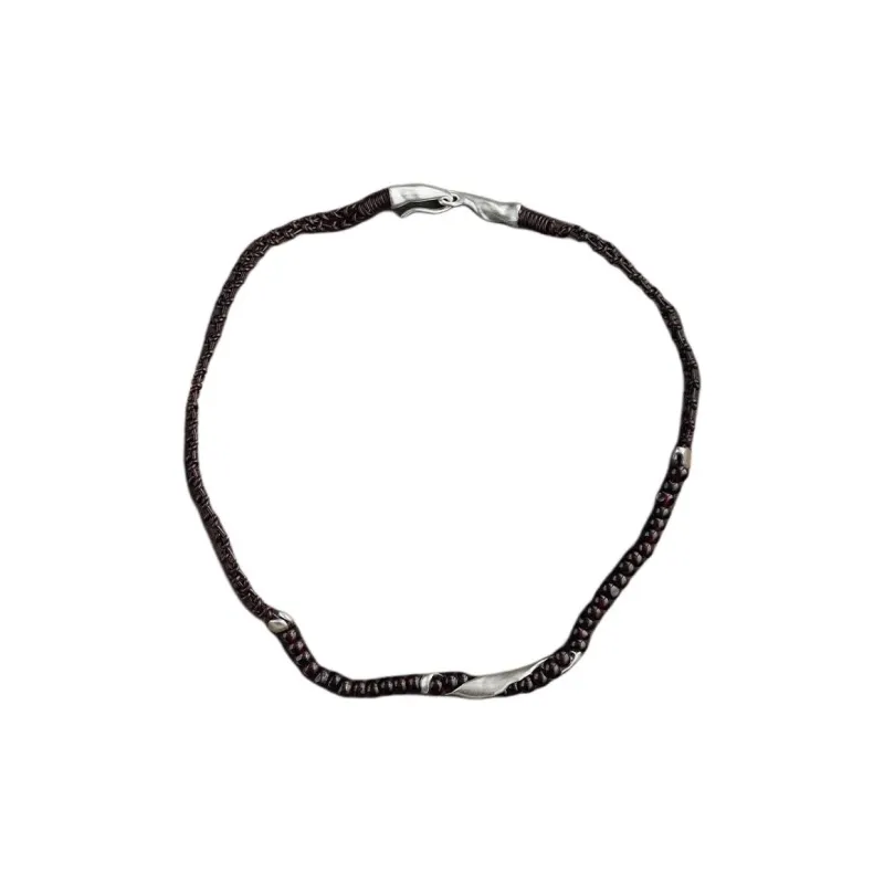 FOUNDRY BOUNDARY 925 Sterling Silver White Gold Plated Necklaces Unisex Black-0
