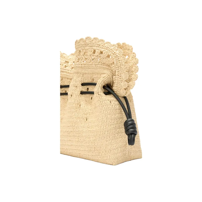 LOEWE Raffia Shoulder Bag Clutch Medium Size Women's Natural-6