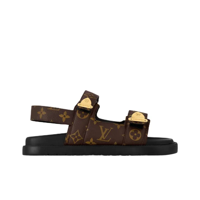 LOUIS VUITTON Sunset Comfort One Strap Sandals Women's Brown-1
