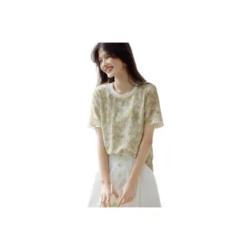 XWI T Shirt Women's Green & White & Dyed