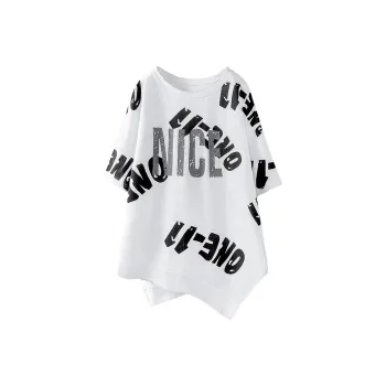 Cypress House Drop Shoulder Sleeve T Shirt Women's White Base With Black Text