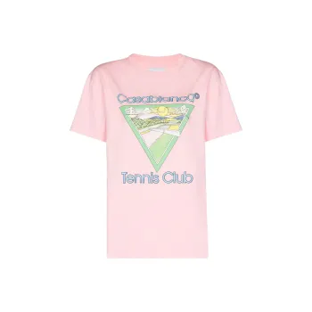 CASABLANCA Screen Printed T Shirt 'Pink'