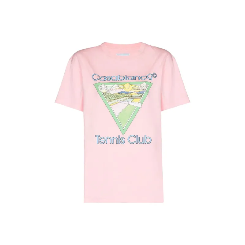 CASABLANCA Screen Printed T Shirt 'Pink'-0