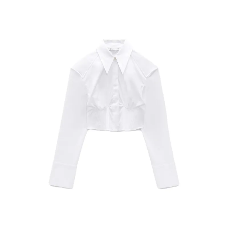 ZARA Crop Tops Women's White-0