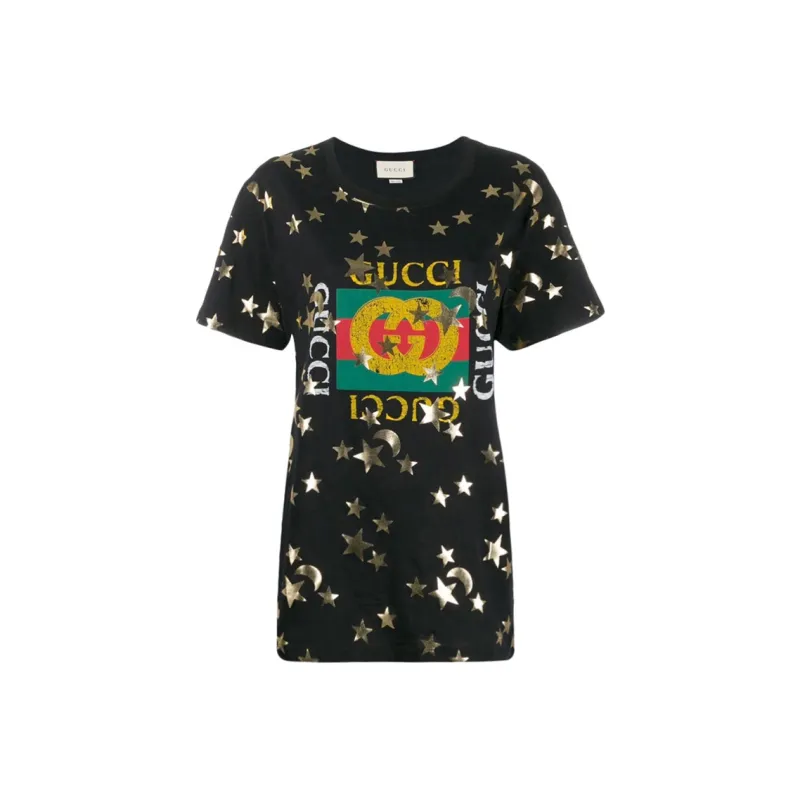 GUCCI Stars Printed T shirt Black-0