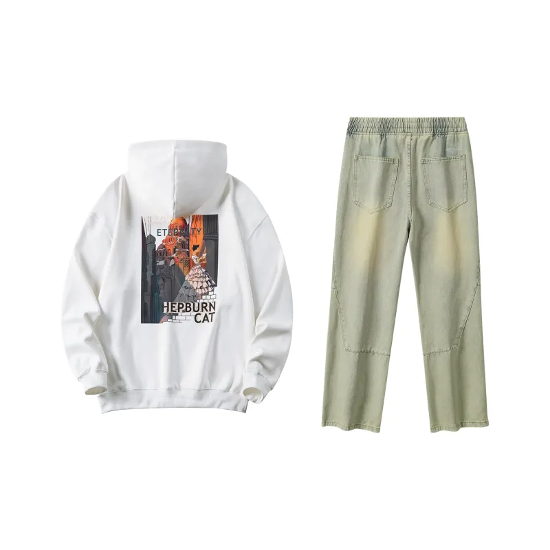 Hepburn Cat Sweatshirt Sets Unisex-10