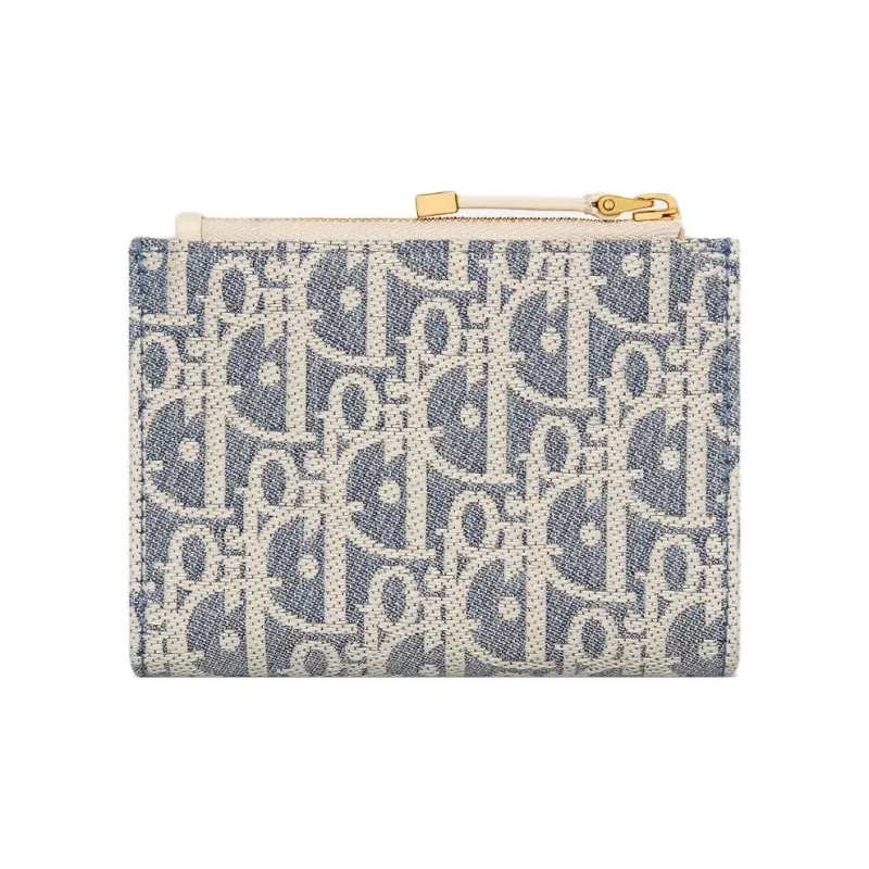 DIOR Dahlia Calfskin Wallet Women's Blue-2