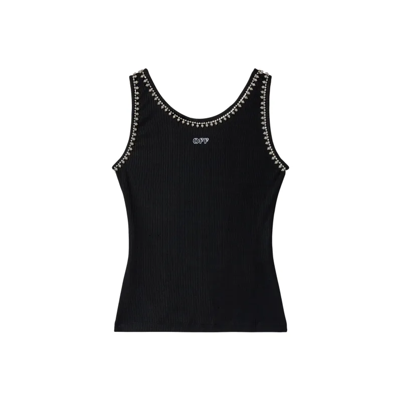 OFF WHITE Embellished Sleeveless Ribbed Top-0