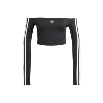 Adidas Originals Women's Adicolor Off Shoulder Long Sleeve Long Sleeve Top Black