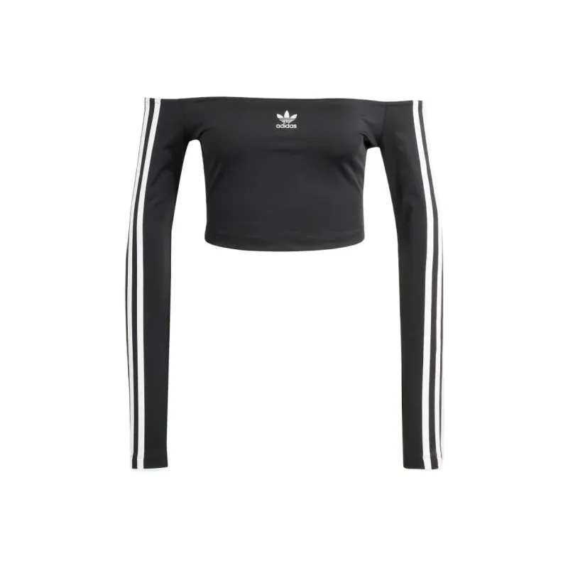 Adidas Women's Adicolor Off Shoulder Long Sleeve Long Sleeve Top Black-0