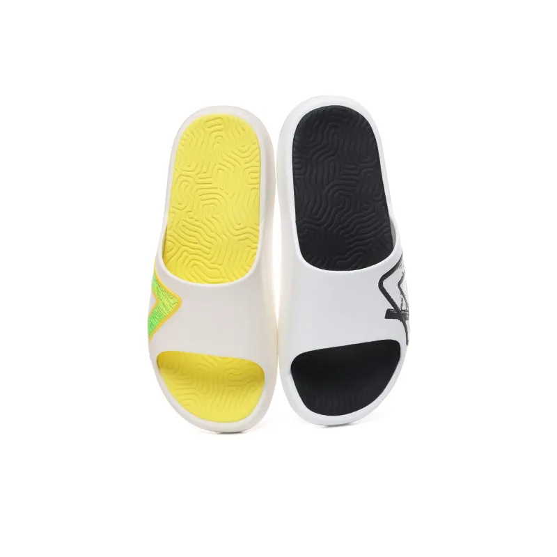 PEAK Attitude 7.0 Quiet Slip Resistant Cushioning Slide Slippers Men's Black Yellow Mismatched-3
