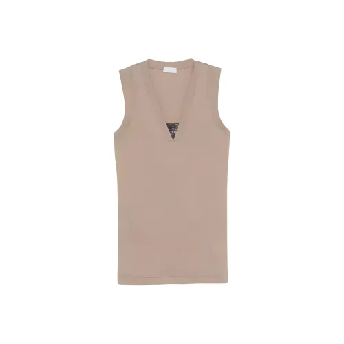 Brunello Cucinelli Ribbed Hem V Neck Top